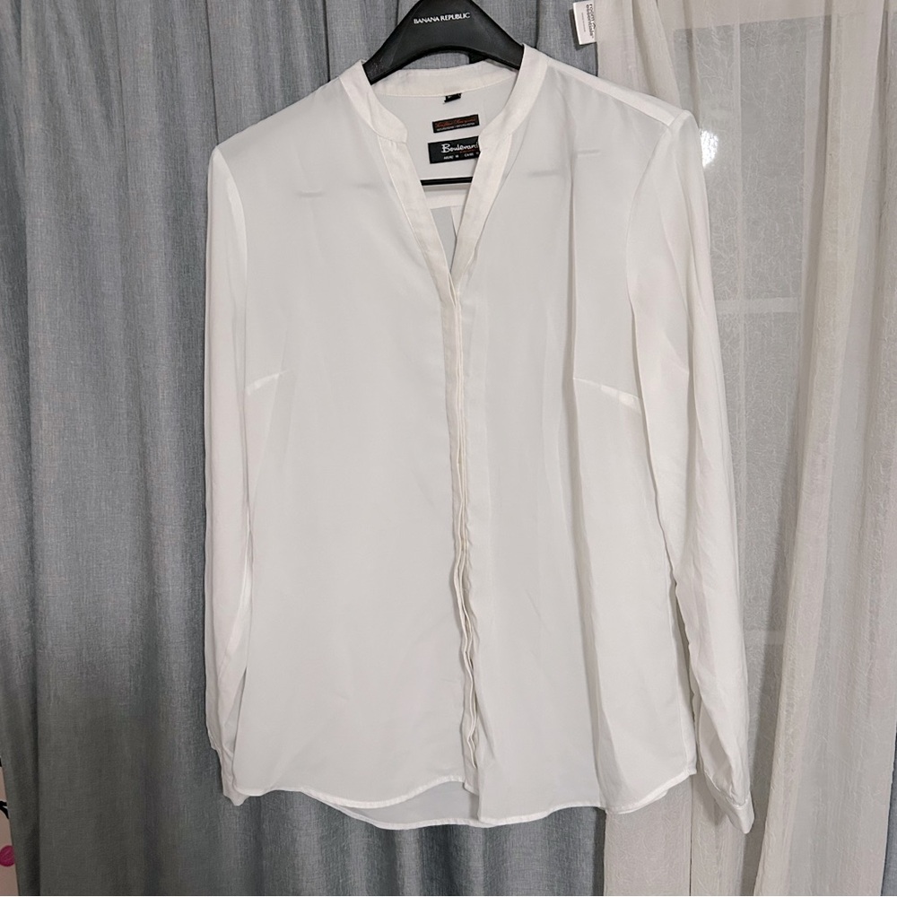 Boulevard White Button Up Blouse
